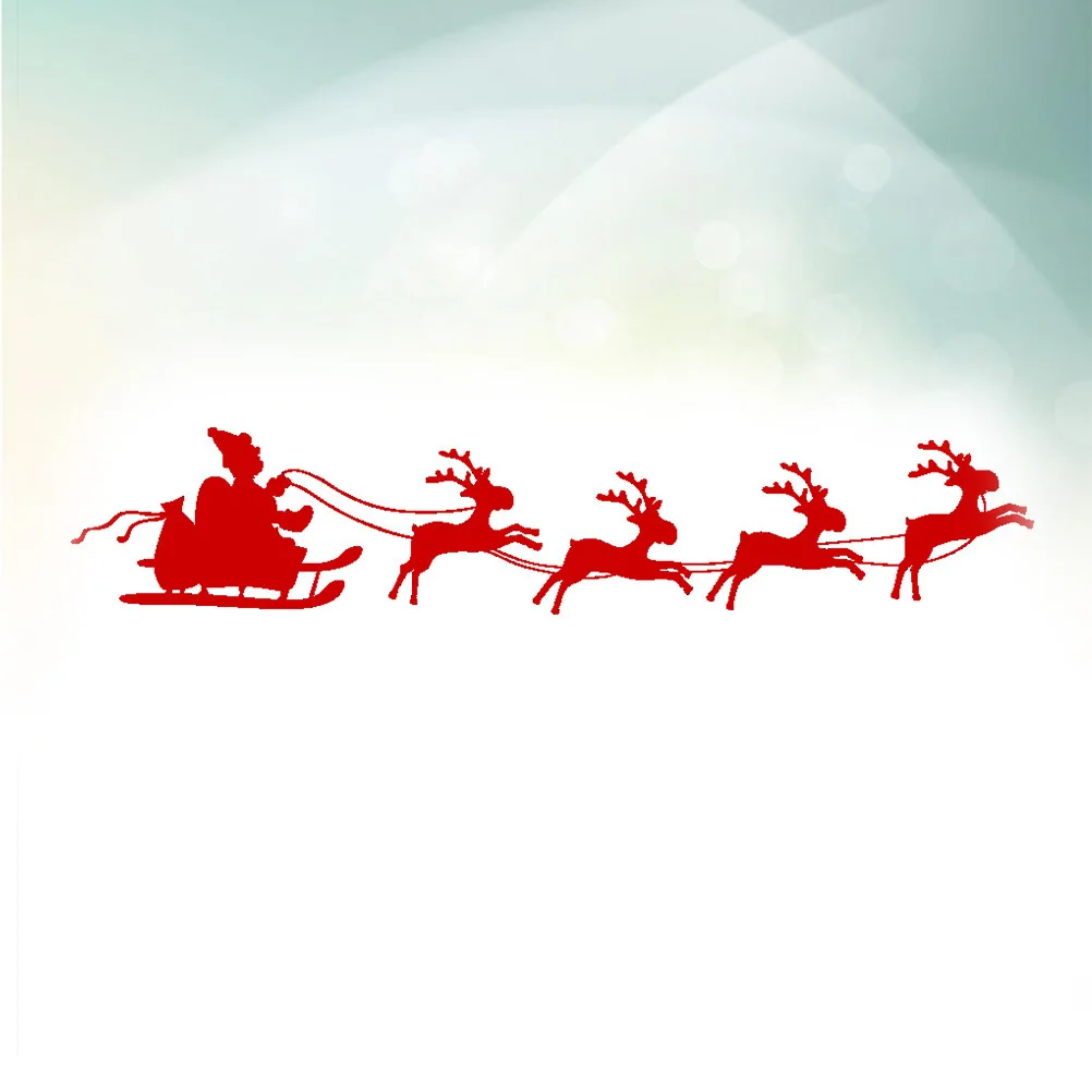 

Four Reindeers Santa Claus Christmas Wall Sticker Removable PVC Christmas Wall Decals for Living Room Bedroom Shopwindow