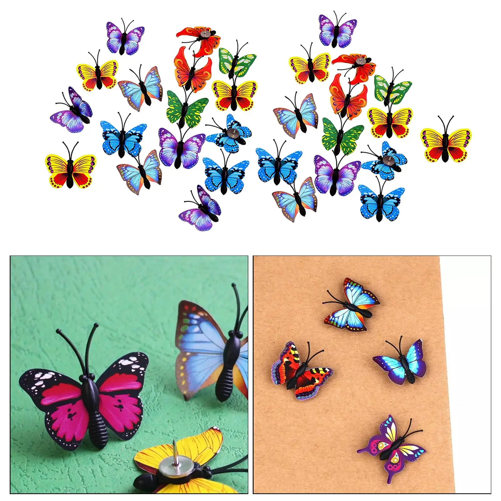 30pce Cute Butterfly Thumb Tack Marker Push Pin for Cork Boards Schedule