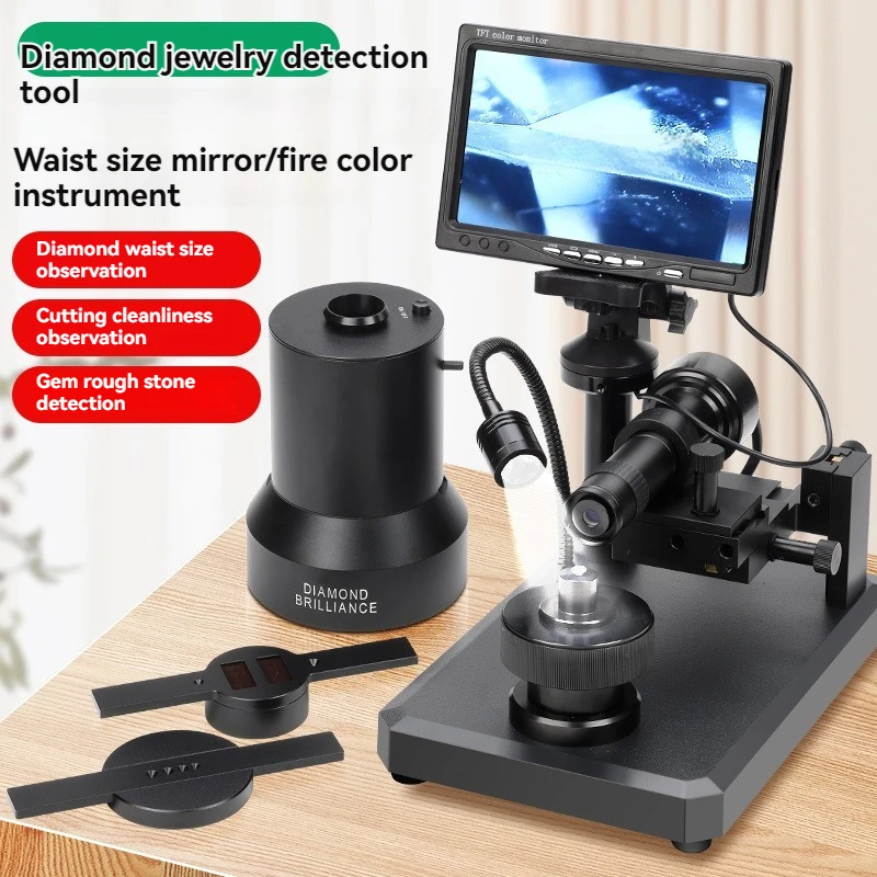 7인치 디지털 LCD 다이아몬드 허리 사이즈 거울 여덟 하트와 여덟 화살표 불꽃 색상 분석기 LCD 디지털 현미경