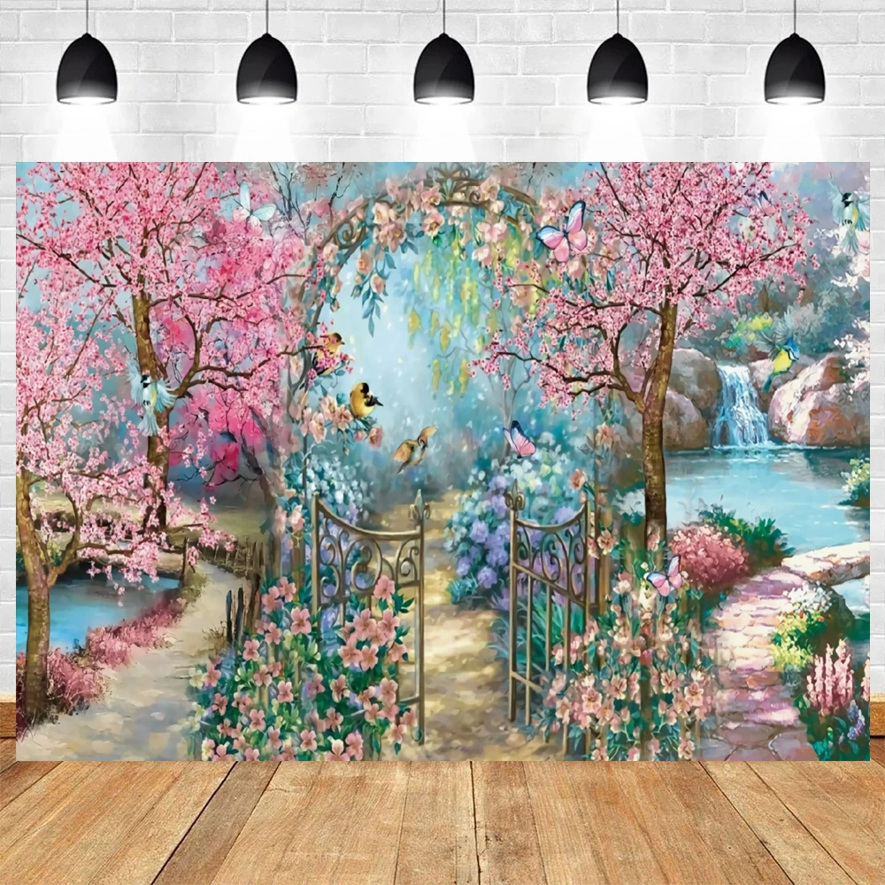 Spring Garden Scenic Theme Birthday Party Wedding Baby Shower Photography Vinyl Background Children Room Decor Supplies