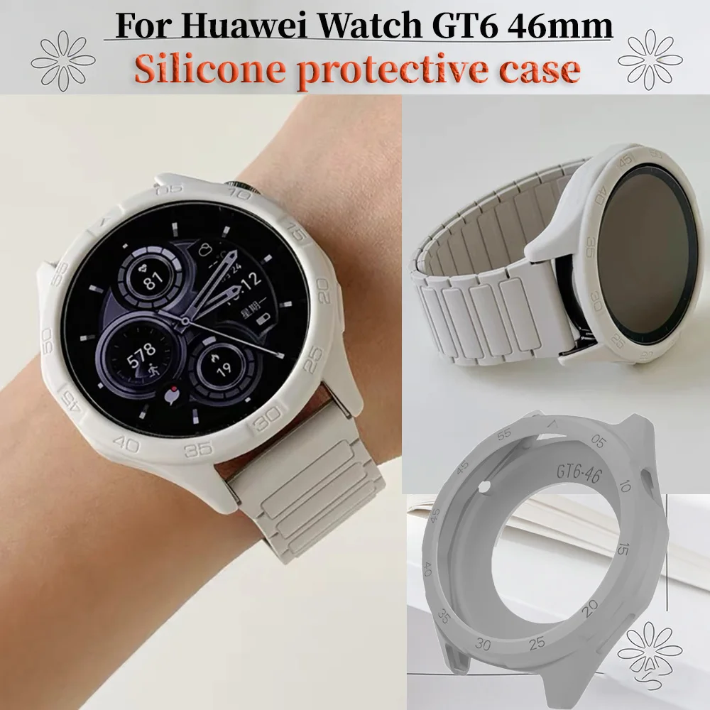 2 Stück leicht zerlegbare, sturzsichere Silikon-Uhrenschutzhülle für Huawei Watch GT6 46mm Smartwatch Ersatz-Zubehör