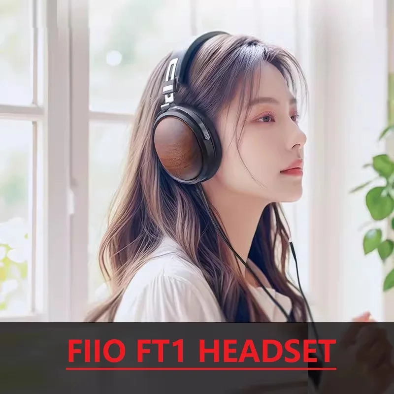 FiiO FT1 Накладные наушники Hi-Fi с закрытой спиной и композитной диафрагмой из нановодного волокна, американские черные деревянные амбушюры для студии