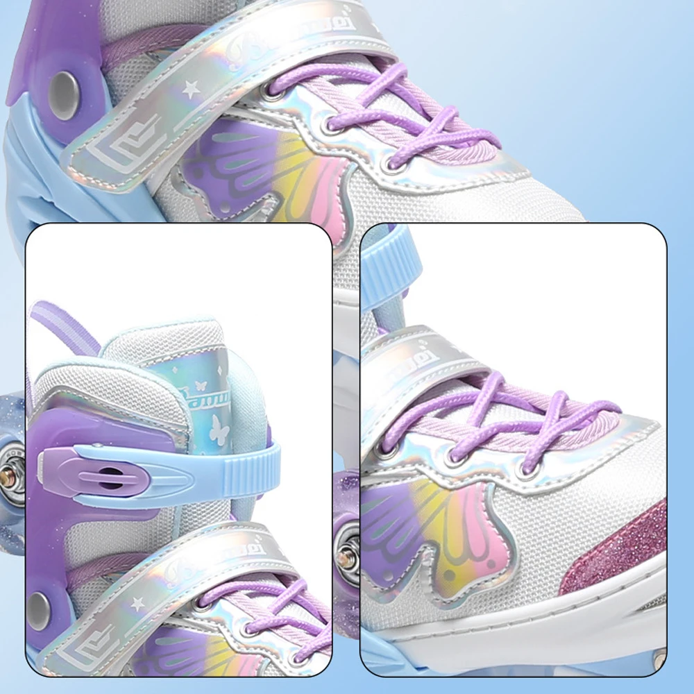 صف مزدوج زلاجات دوارة للفتيات الفتيان التزلج في الهواء الطلق تضيء الكبار أحذية تزلج دوارة قابل للتعديل حجم 31-41 أحذية رياضية هدايا #4