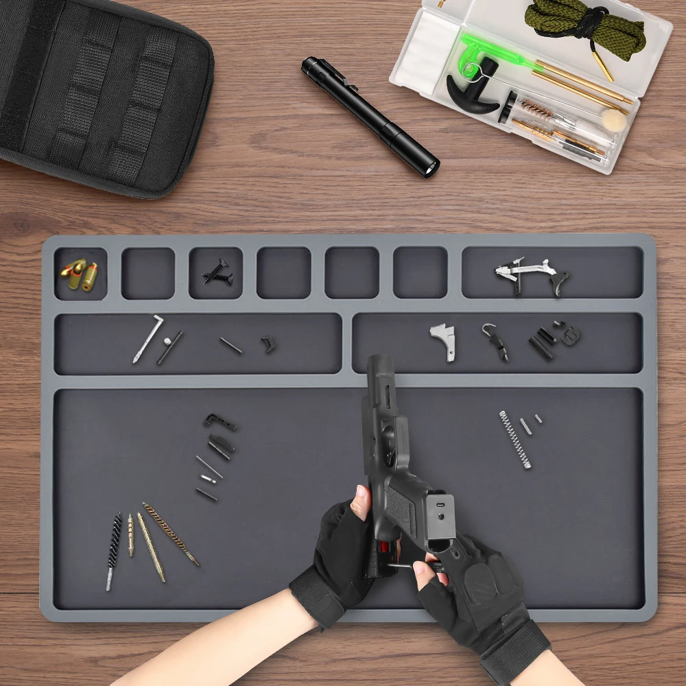 Universal Gun Cleaning Mat Rifle Pistol Cleaning Mat Non-Slip 6mm Thick Cleaning Mat Pistol Gun Repair Workbench Mat view 6