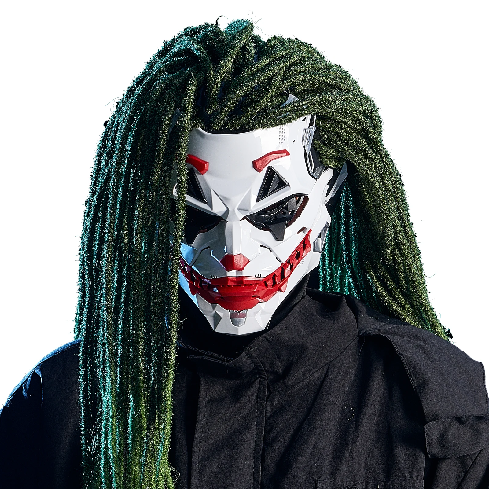 Cyberpunk Clown Mask Horror Style Anime Clothing Accessories. Halloween Party Clown Role-playing Wig and Mask.