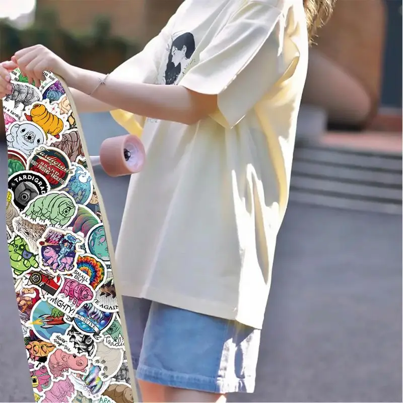 Adesivos de tardígrados semelhantes a animais, criativos, divertidos, para geladeira, viagem, bagagem, carro, ciência, para crianças, 103 peças