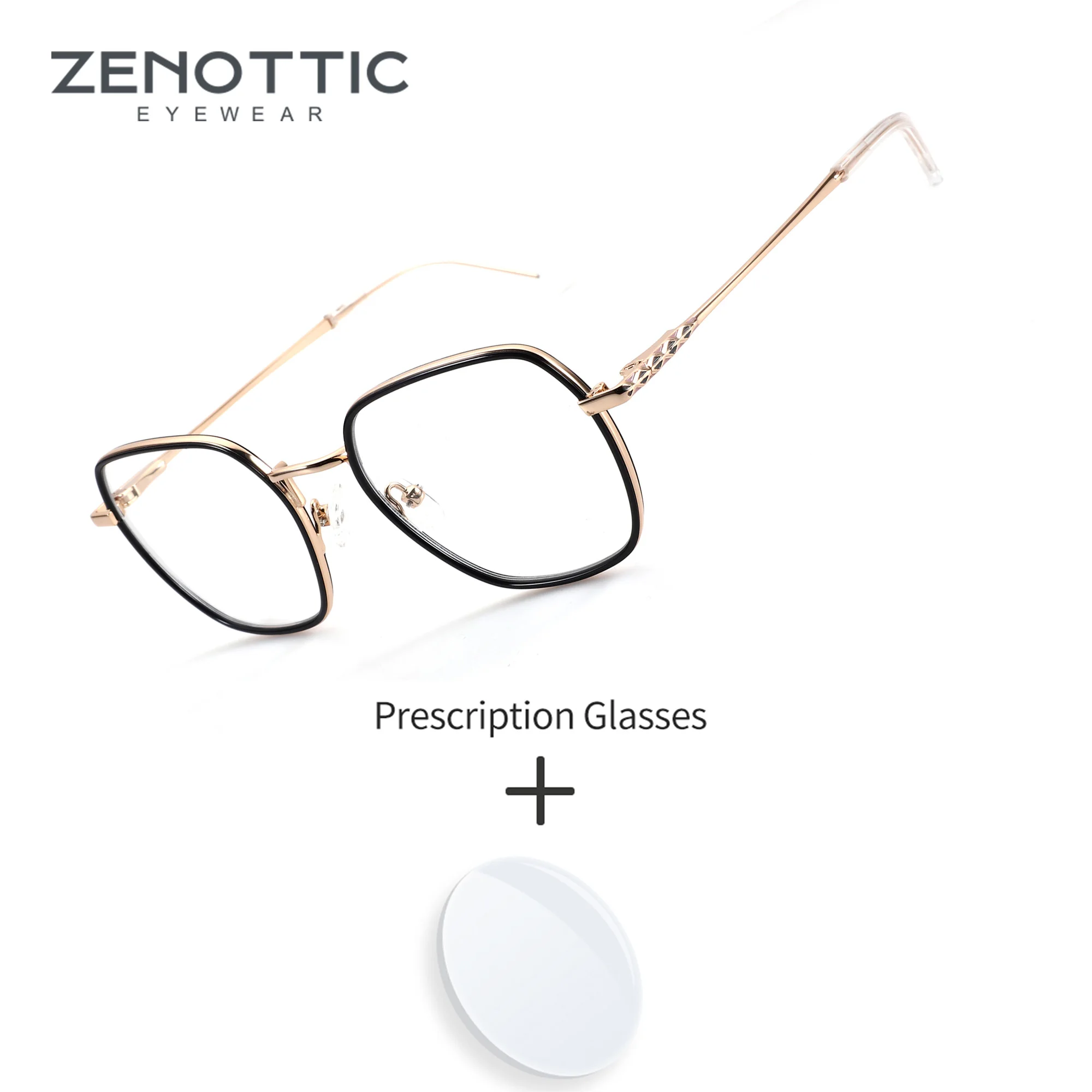 zenottic-sサイズ-八角形メタル-レディース用-度付き眼鏡-プログレッシブレンズ-ブルーライトカット-ファッション-デイリーアイウェア