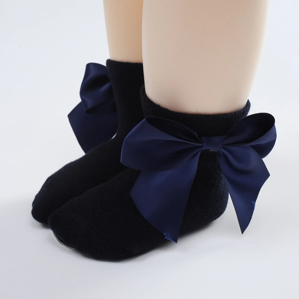 Baby Toddlers Socks Girls 0-3Y Cotton Solid Bow Outing Cute Long Sock Soft Casual  Mesh Breathable Children Socks