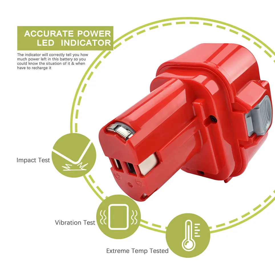 12V 4800mAh Ni-MH Akku für Makita PA12, Makita 1200, 1220, 1201, 1222, 1233SA/B1235, 192681-5 Elektrowerkzeug-Akku – Detail 3