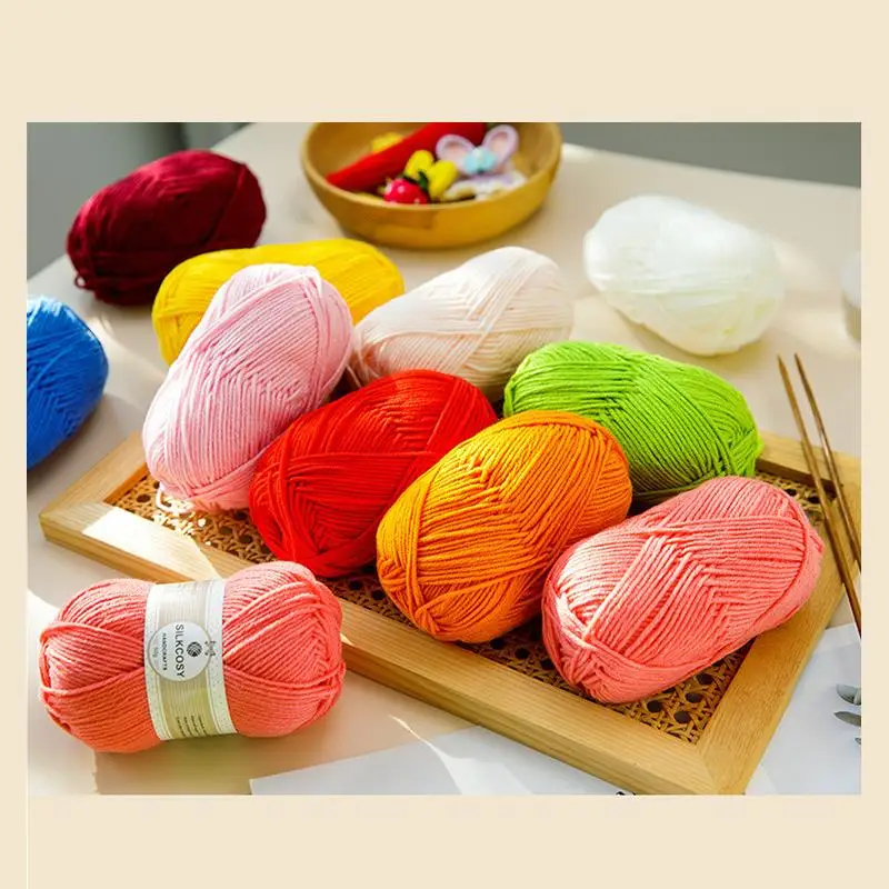 50g/Roll Milk Cotton Knitting 4ply Yarn Threads for Knitting Crochet Yarn Needlework Yarn for Hand Knitting Crochet Sweaters