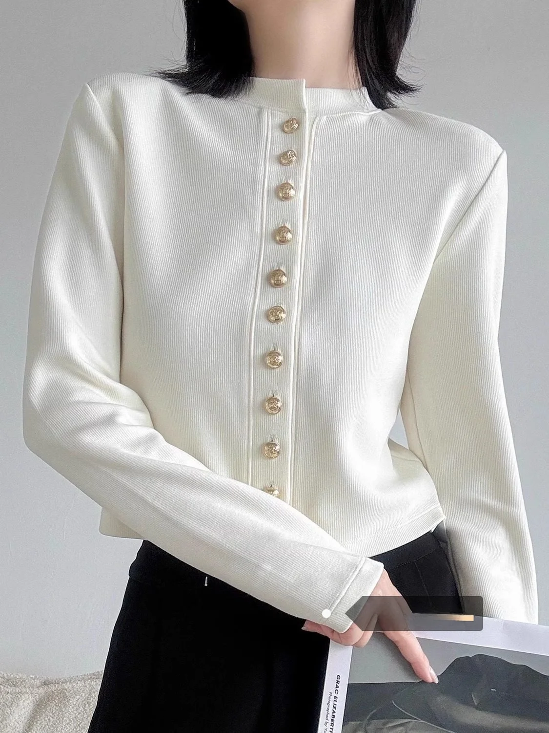 

Женский вязаный кардиган Slim Fit с длинными рукавами, свободного кроя, с металлическим декором, синий, весенняя верхняя одежда, повседневный, удобный трикотаж