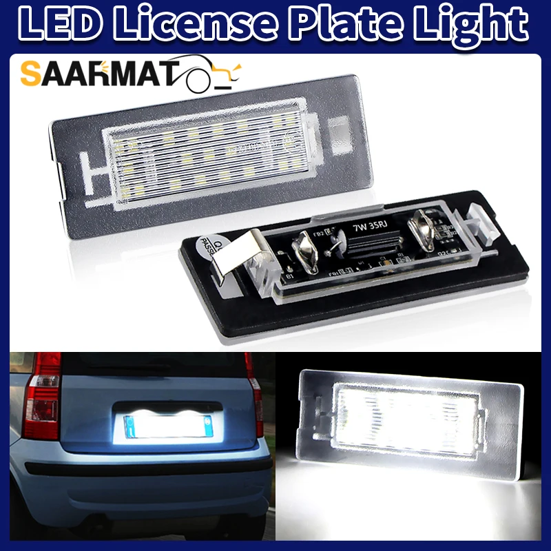 2Pcs No Error White LED License Plate Lamp For Fiat Panda MK3 Type169 2003-2012 MK4 Type312/319 2011-up Rear Number Plate Lights