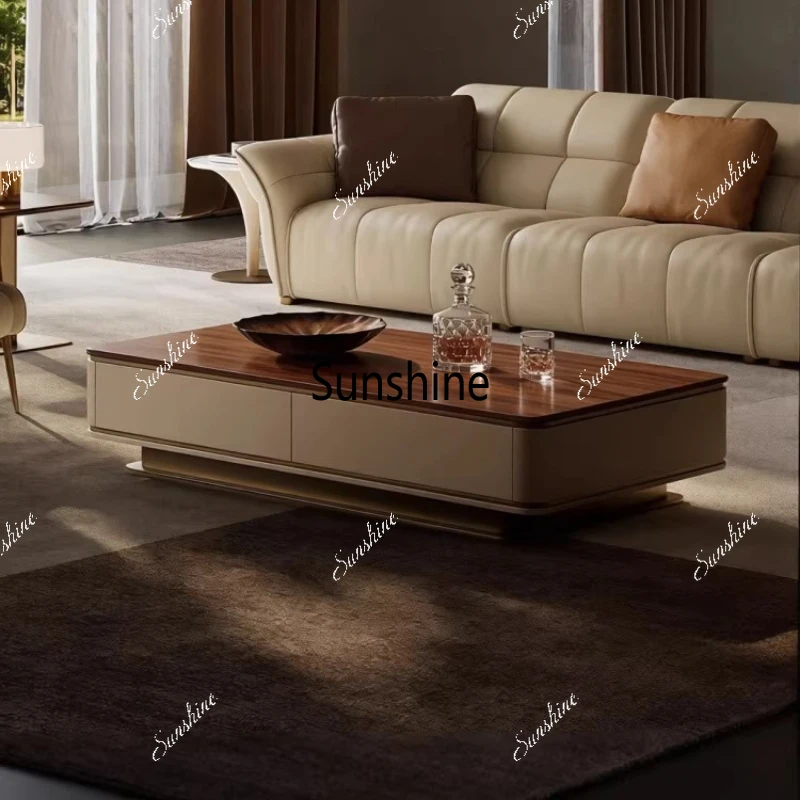 

Italian minimalist coffee table light luxury living room high-end villa luxury solid wood tea table