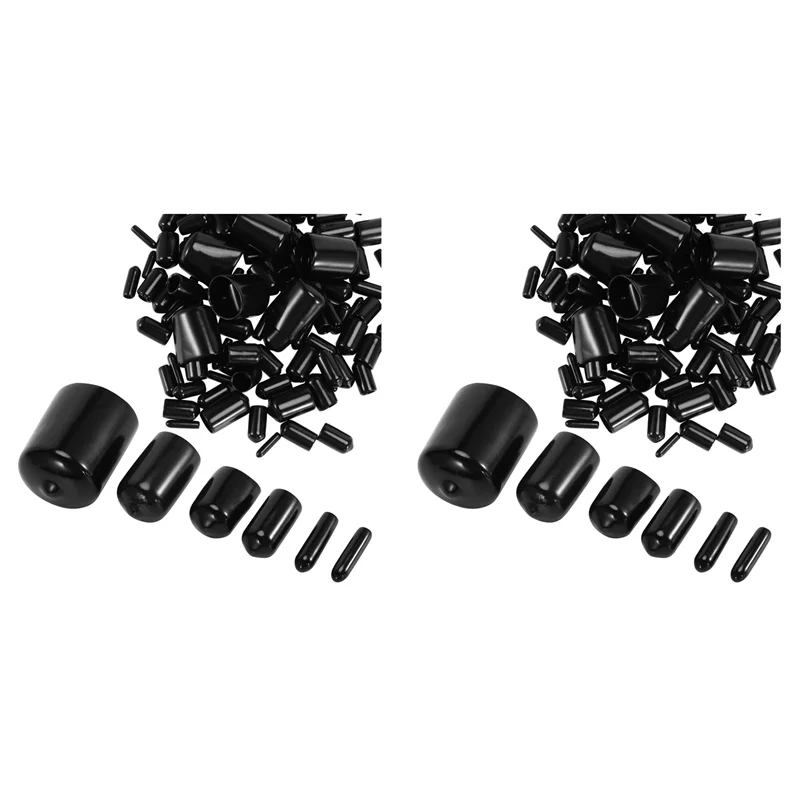 312 Pieces Of Vinyl Elastic End Cap Bolts Screws Rubber Thread Protection Safety Caps 9 Sizes 2/25 To 4/5 Inches (Black)