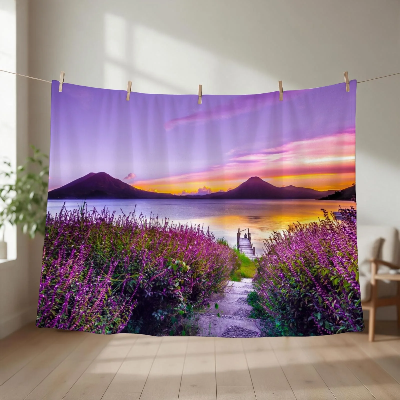 Lago de Atitlán - Lake in Guatemala Throw Blanket couch cozy soft plush fuzzy picnic outdoor blanket