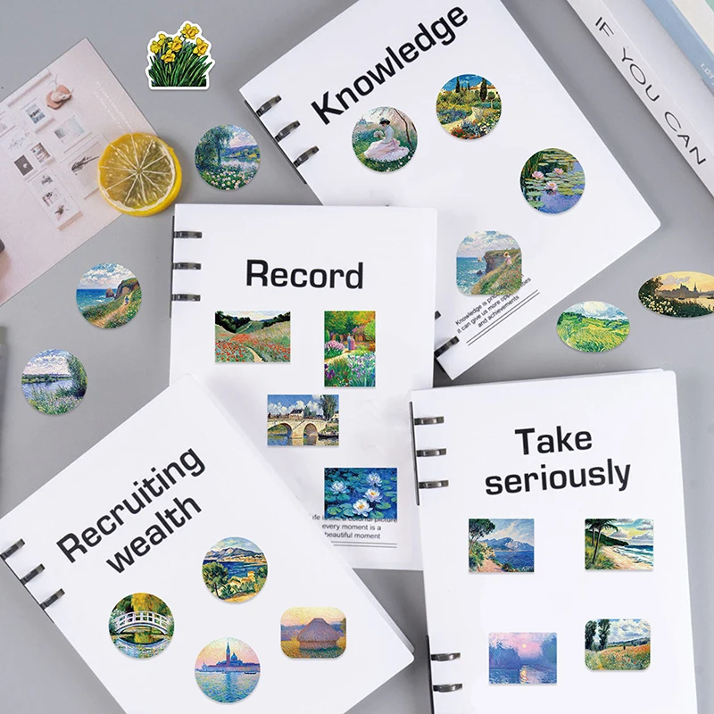 

50PCS Landscape Stickers Waterproof Vinyl Decals For Luggage And Notebooks Assorted Small Sizes Oil Painting Graffiti Stickers