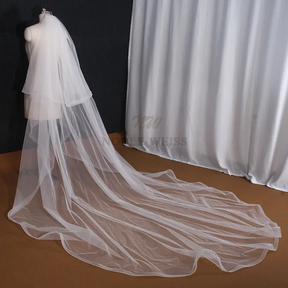 2T Wedding Veil With Comb Long Bridal Veils Simple Bride Veil Customized