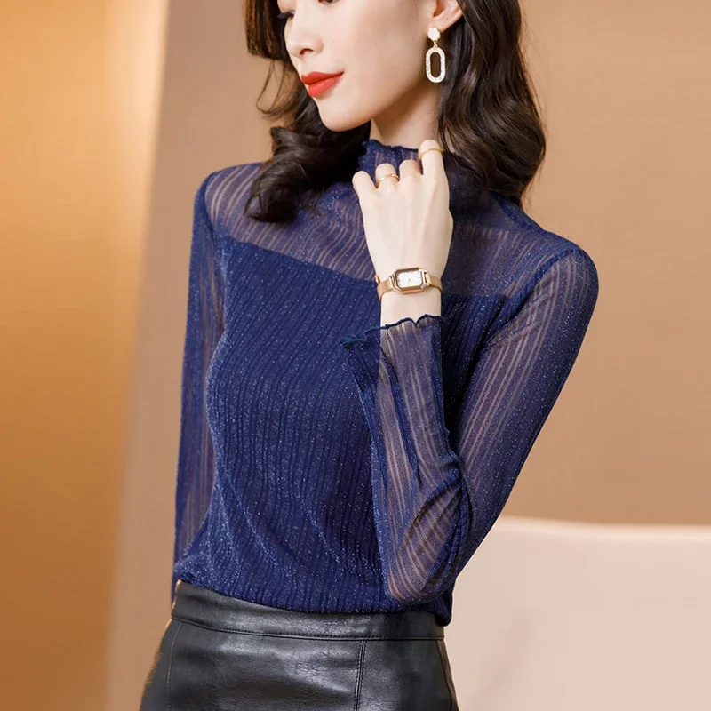 

2026 Turtleneck Feminina Camisa Plus Size Blouse Women Top Ladies Lace Blouses Ropa Mujer Vetement Femme Chemise Woman Clothes