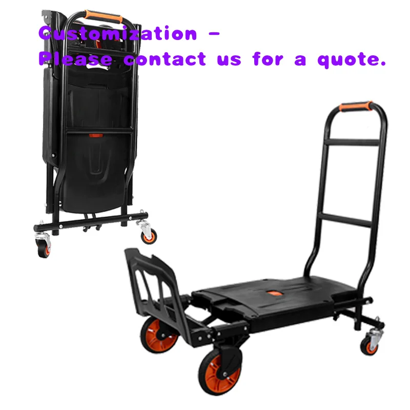 custom.Industrial Folding Shopping Cart Storage Trolley Portable Four-Wheel Hand Cart with Heavy Duty Load Capacity