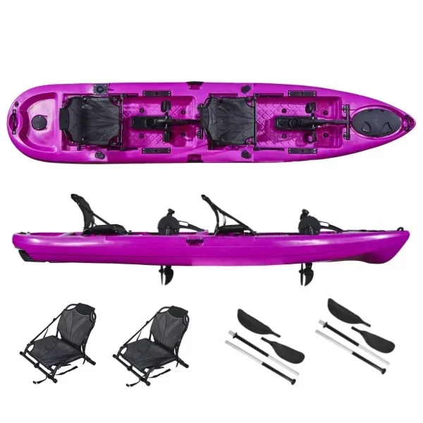 Kayak doble de 2 plazas, Pedal de Kayak, barco de pesca, canoa, ventas en Kayaks de plástico HDPE con accesorios, Motor eléctrico