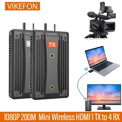 1080P 50M Wireless Receiver Transmitter Mini HDMI Extender Audio Video 1 TX to 4 Splitter For Camera Laptop PC to TV Monitor