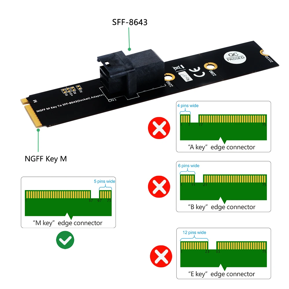 محول وحدة نمطية M.2 من بطاقة الناهض ، MiniSAS ، HD ، ign ، موصل 36Pin إلى NGFF ، مفتاح M ، دعم Intel ، من من Intel ، "، U2 ، NVMe ، SSD