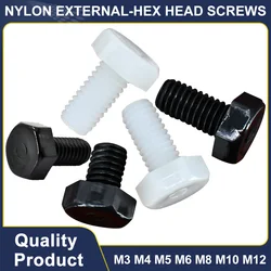 M3 M4 M5 M6 M8 M10 M12 Black White Nylon External-Hex Head Screws Plastic Insulated Outer Hexagon Electrical Resistance Bolt