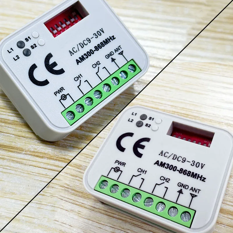 AC DC 9-30V 300-868MHz Garage Door Remote Control Receiver Relay Module 433 868 MHz Transmitter for Garage Door and Gate Control