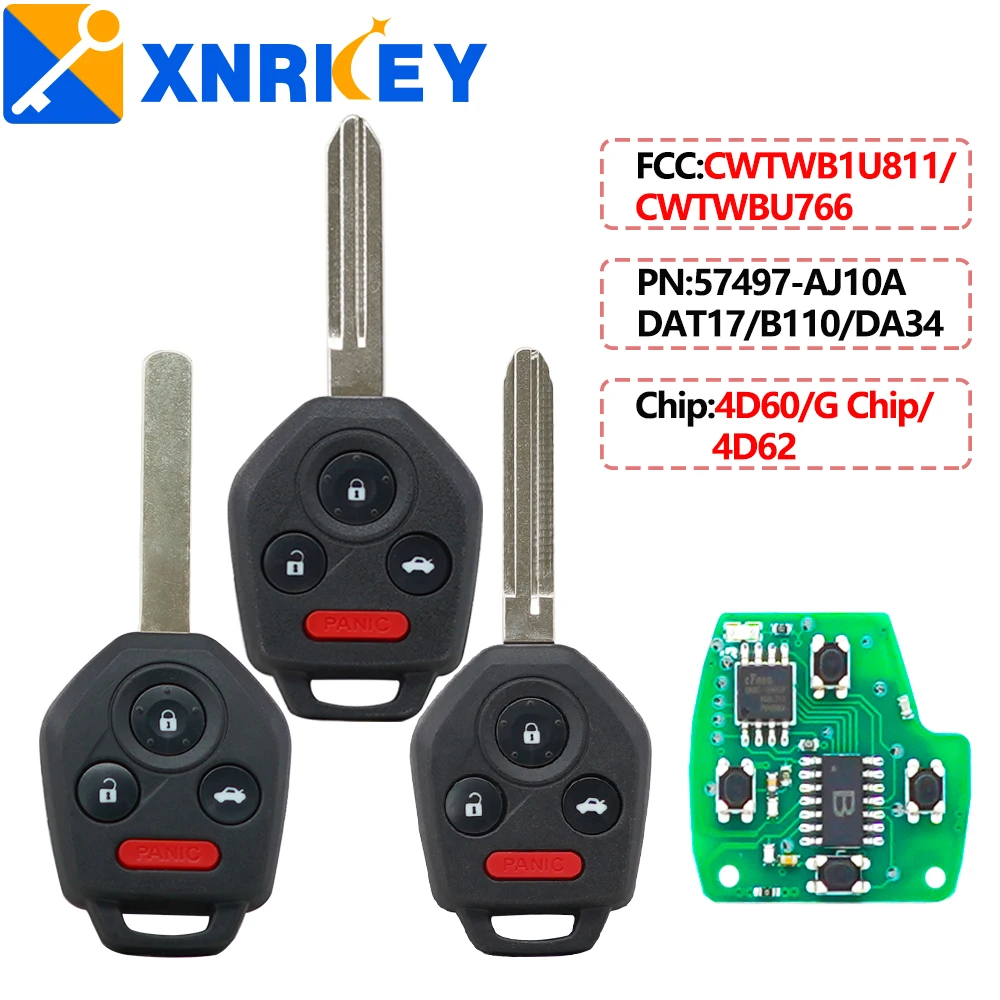 

XRNKEY ASK 315/433MHz 4D60/ 4D62/ G Chip CWTWB1U811/CWTWBU766 4 Button Remote Key for Subaru Outback Legacy Forester Impreza Tr