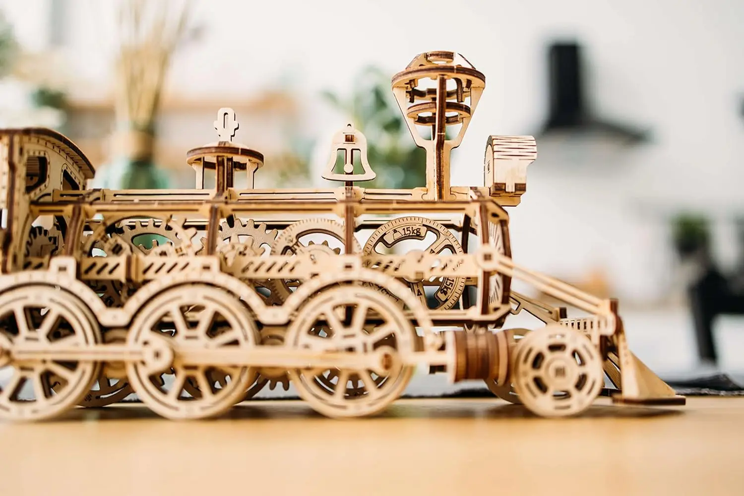 Trenino giocattolo in legno con ferrovia-34 x7 ''-Kit modello meccanico giocattolo treno locomotiva-puzzle in legno 3D per adulti e bambini a