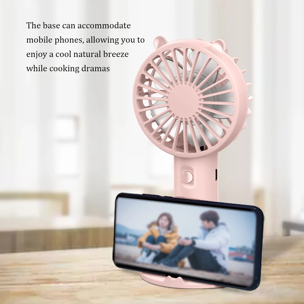 Handheld Fan Portable USB Rechargeable Fans Desk with Base Small Makeup Eyelash Cooler Women Girls Outdoor Office White