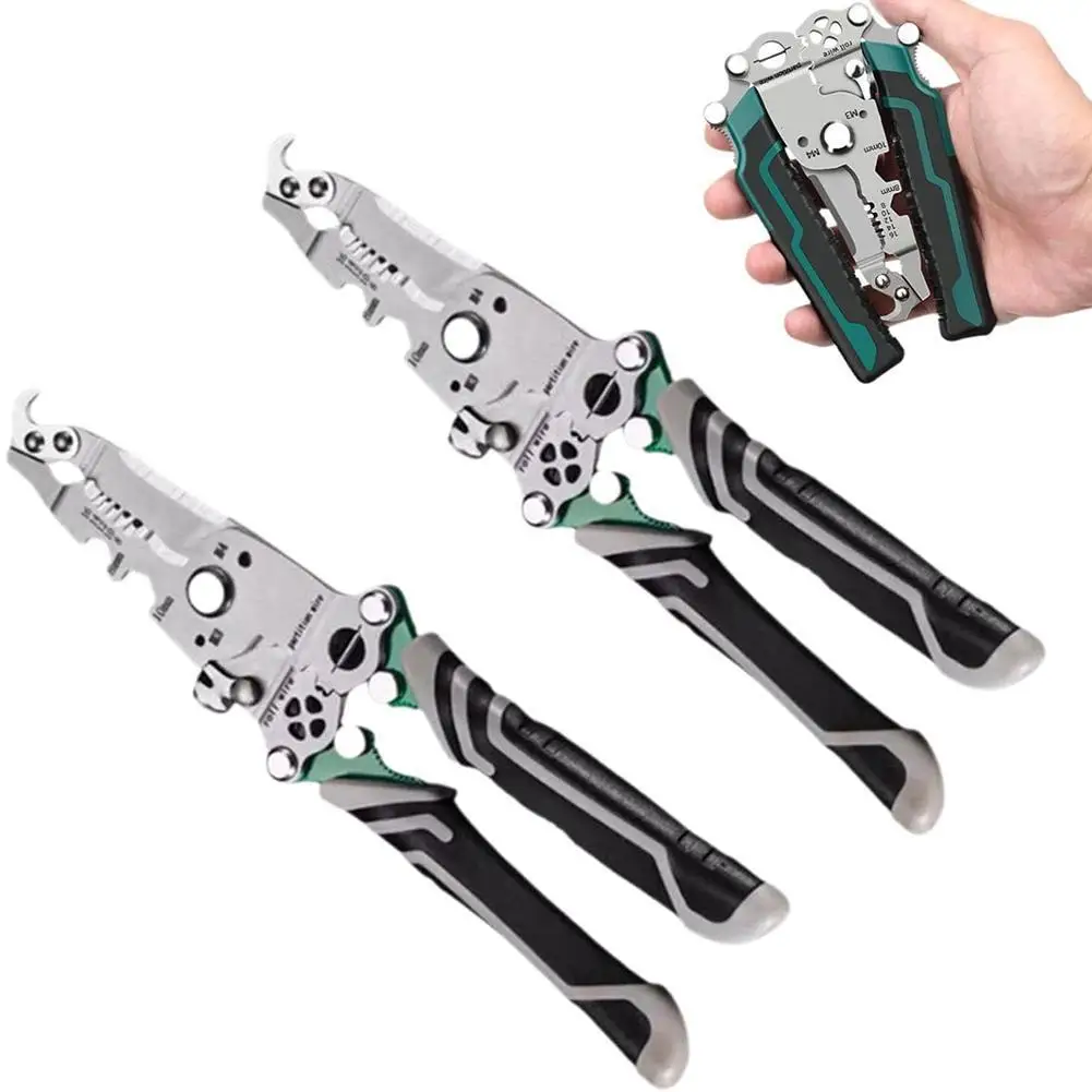 18 In 1 Foldable Wire Stripper, Multifunctional Wire Stripper Crimper Cable Cutter Pliers, Wire Stripper Tool