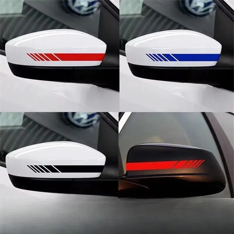 Pegatinas de rayas de carreras a la moda, pegatinas de vinilo impermeables para espejo retrovisor de coche, decoración de estilo