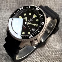 Titanium Diver NH35A negro automático 200M hombres reloj con cristal de zafiro 3,8 en punto fecha caucho negro bisel de cerámica