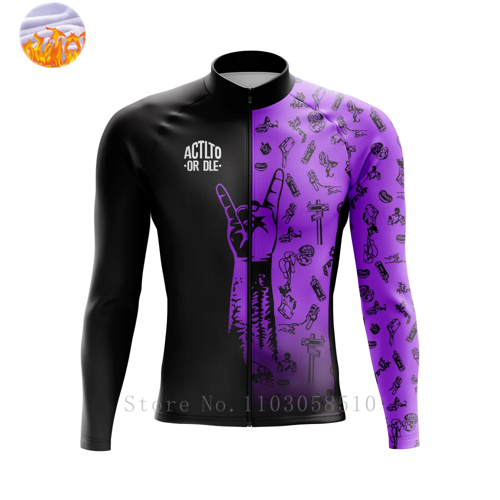 

ACTITO OR DIE Men's Long Sleeve winter Sport Riding Fashion Antiskid Ultraviolet-Proof Jacket Warm fleece jacket Cycling tops