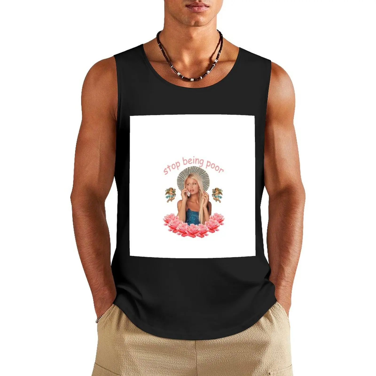 

Paris Hilton 'Stop Being Poor' Tank Top sleeveless gym men