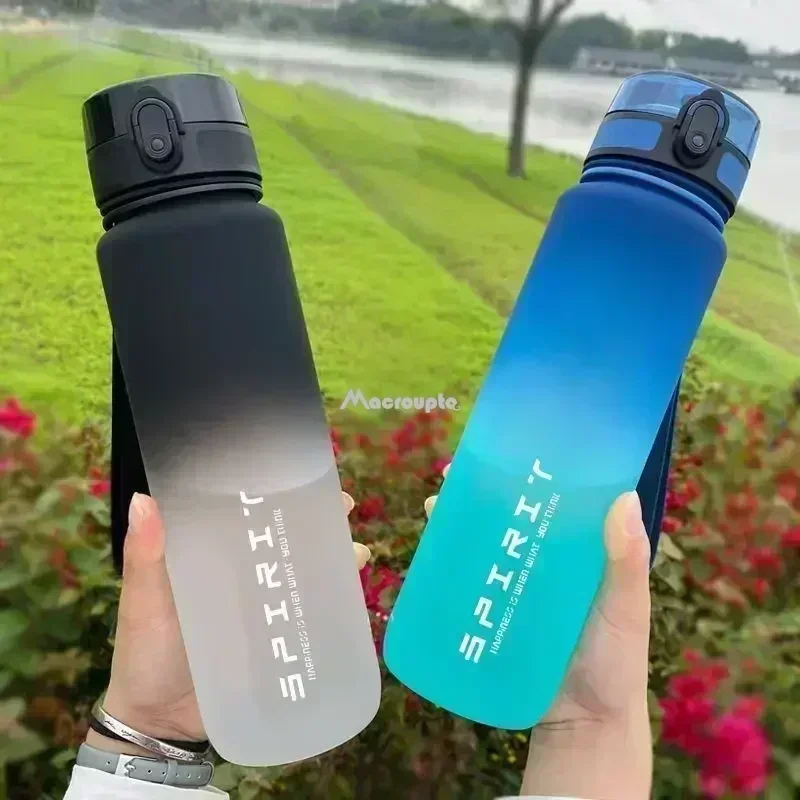 0.5/1 Liter Large Capacity Sports Water Bottle Leak Proof Colorful Plastic Cup Drinking Outdoor Travel Portable Gym Fitness Jugs
