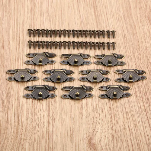 Pestillo de caja de 10 piezas, cerrojo de caja de joyería, candado, caja de regalo de vino de madera, bolso de mano, 30x18mm/38x18mm, accesorios de Hardware