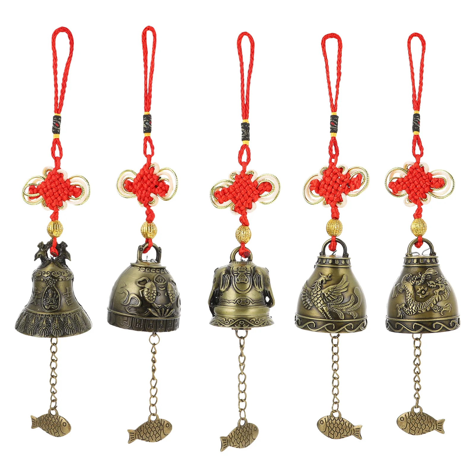 

5pcs Wind Chimes Zinc Alloy Hanging Bells for Garden Patio Yard Home Bedroom Tree Fengshui Metal Wind Bell Retro Gifts