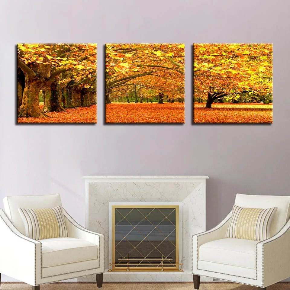 Triptych, maple grove, modern abstract, minimalist, canvas, art poster, living room, bedroom decoration