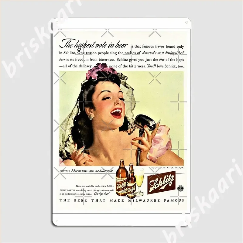 Retro Alcohol Ads The Highest Note In Beer With Pin Up Girl Poster Metal Plaque Funny Wall Pub Plates Tin Sign Poster
