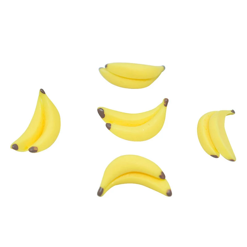 100 Stück 3D Mini Harz Simulation Bananen Charms DIY Kinder Miniatur Obst Modelle für Handwerk Machen Küche Spielzeug für Puppenhaus – Detail 11