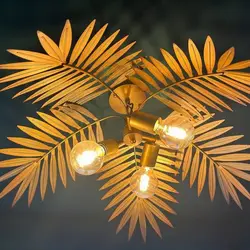 Retro tropical coconut leaf ceiling lighting E27/E26 unique rustic palm tree lamp living room bedroom cafe restaurant chandelier