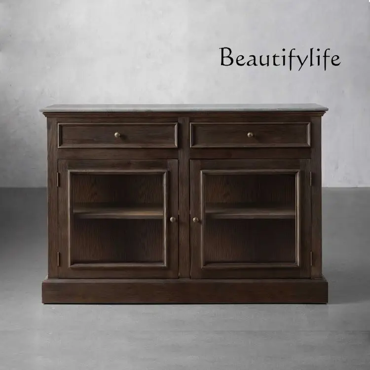 

American Style Chinese Style Sideboard Cabinet Household Minimalist Solid Wood Storage Cabinet