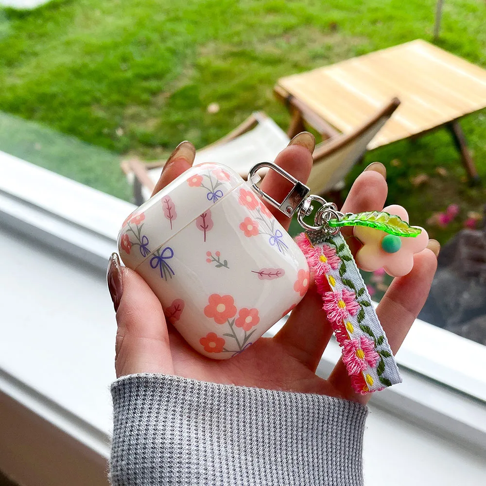 Headset-Abdeckung für Apple AirPods 3 2, weiches TPU, bunte Blätter, Blumen-Kopfhörerhülle für AirPods 1 Pro, süßer Tulpen-Blumen-Schlüsselanhänger