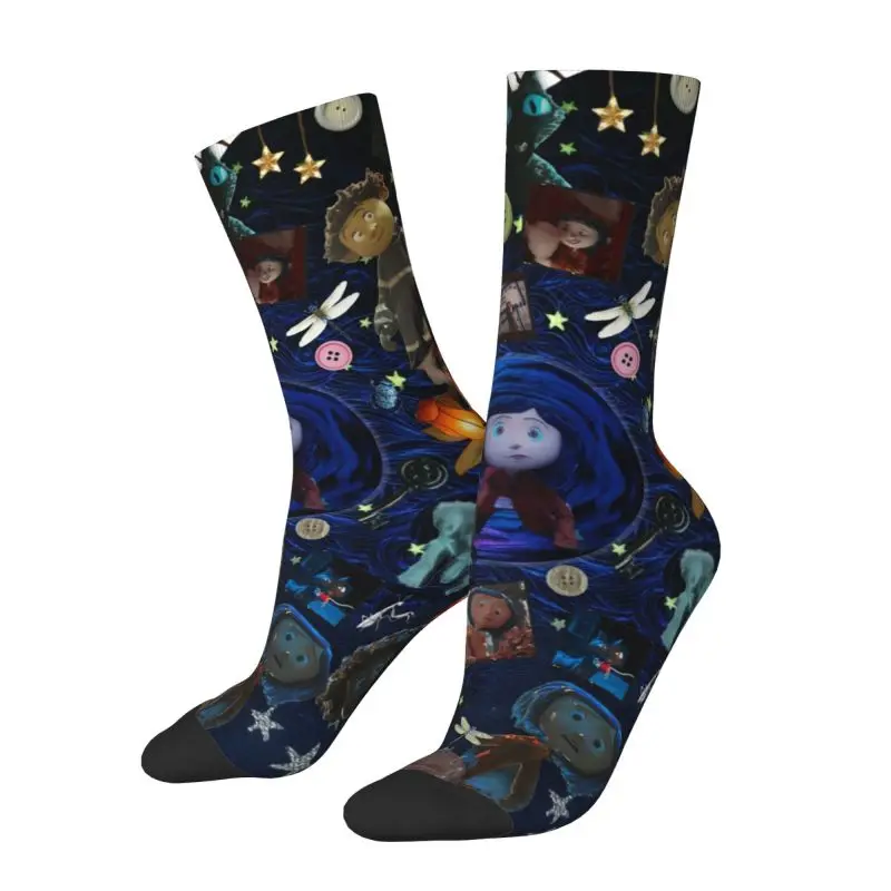 Horror Film Coraline Mens Crew Socks Unisex Cute Halloween Spring Summer Autumn Winter Dress Socks