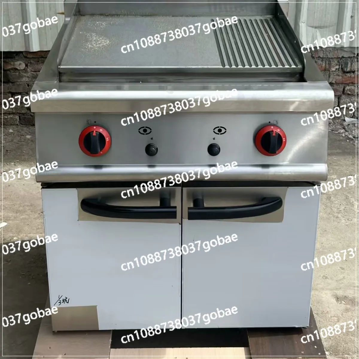 Vertical Flat Grill Gas Pit Grill  with Cabinet Hotel Restaurant Fried Steak Stove Thick Iron Plate