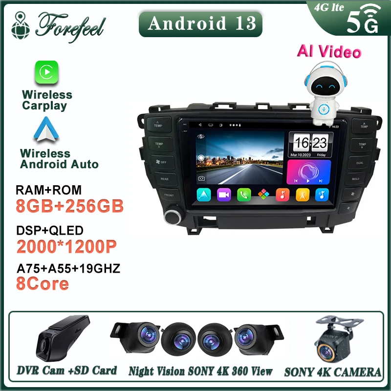 Android Auto 4G LTE DSP autoradio lettore multimediale navigazione GPS schermo Carplay For Toyota Crown Majesta S180 2003-2009