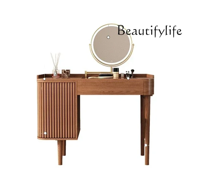 

LXsolid wood dresser bedroom modern simple Japanese-style small apartment master bedroom storage cabinet makeup table integrated