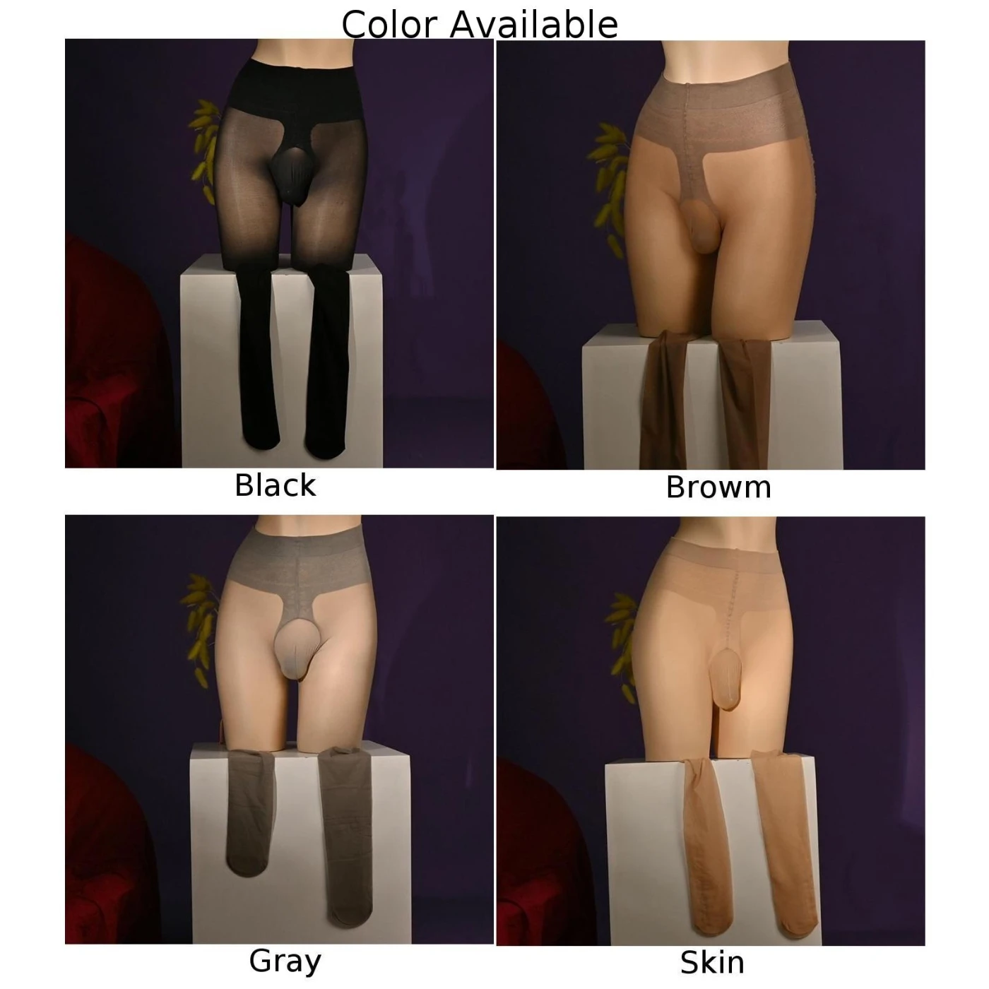 Sexy Lingerie Mens Pantyhose See-Through Sleepwear Elastic Transparent Ultra-Thin Body Stocking Jockstrap Bulge Pouch Tights